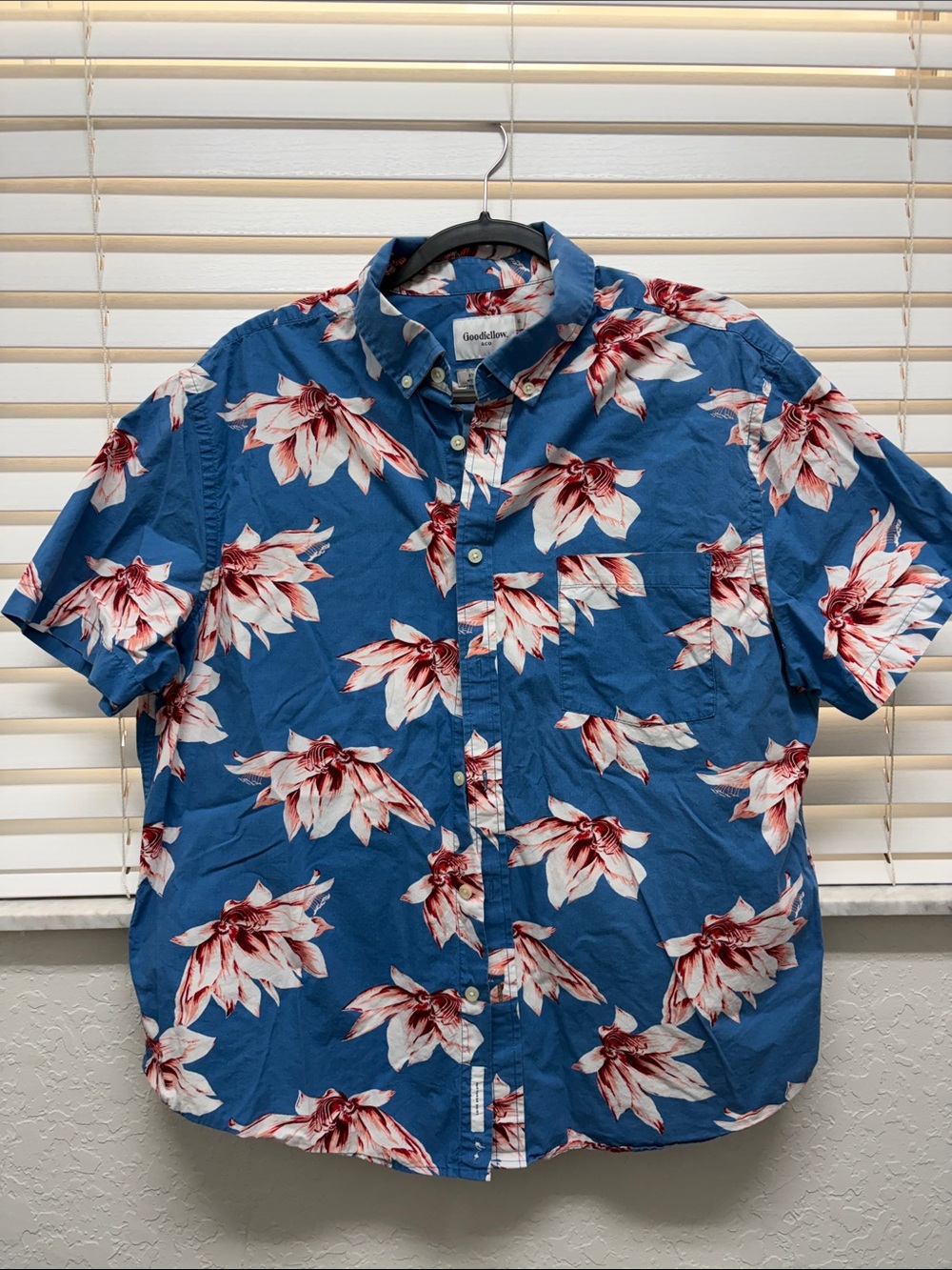Goodfellow & Co Blue Floral Short-Sleeve Button-Up Shirt